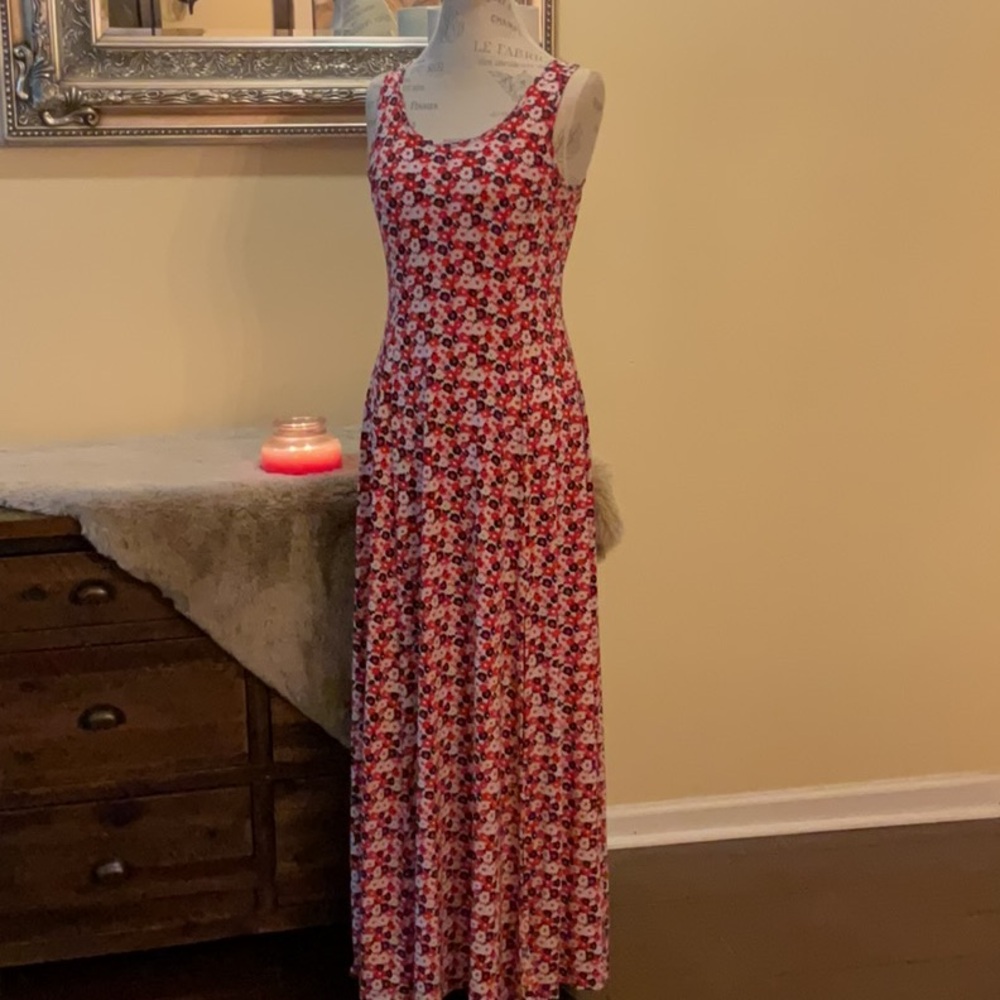Michael Kors Floral Fitted Maxi Dress with Side Slit